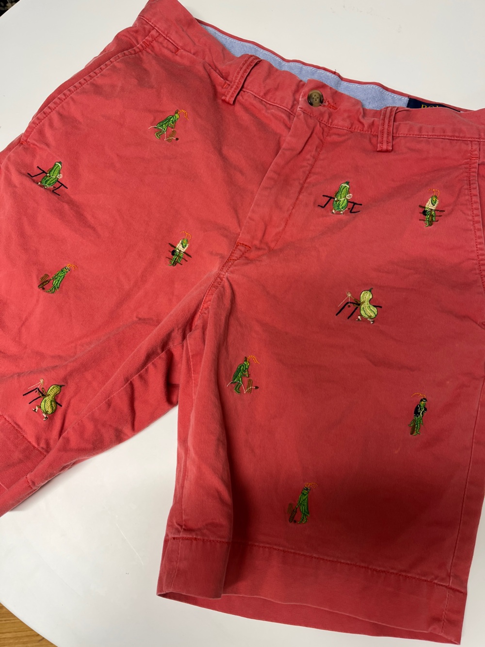 Polo Ralph Lauren Coral pink Embroidery mens 30 cricket squash shorts chino